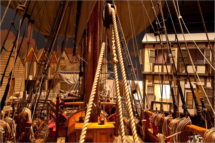 View of the rope-work from the aft over the deck of the Nonsuch
