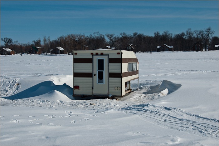 Makeshift fishing hut at The Narrows
